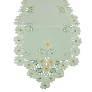 Xia Home Fashions Emerald Daisy Embroidered Cutwork Table Runner XIAH1275